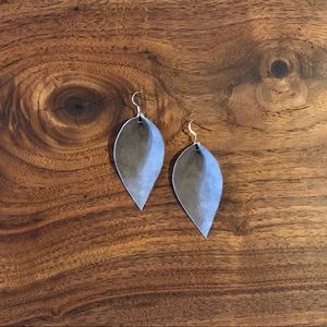 Gray - Real Leather Leaf Earrings! Super soft!